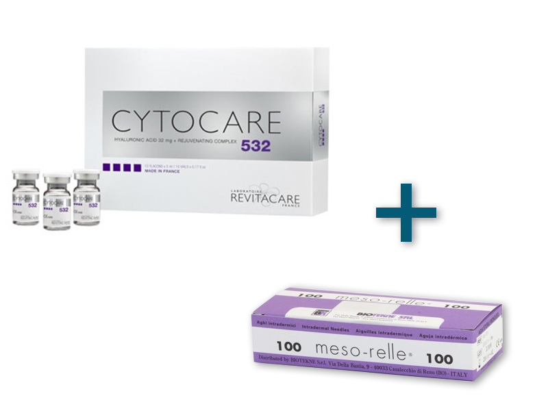 Opakowanie 10 ampułek Cytocare 532 plus gratis opakowanie igieł do mezoterapii